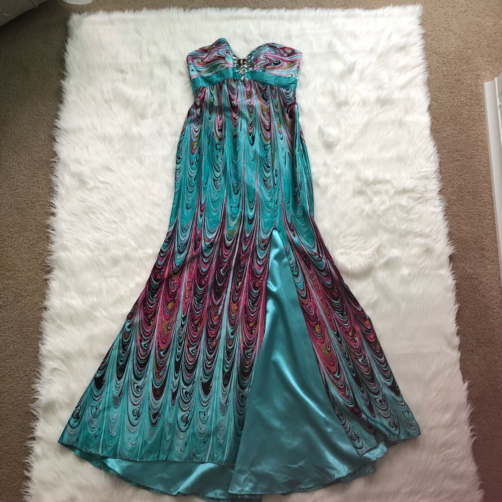 Peacock prom dress